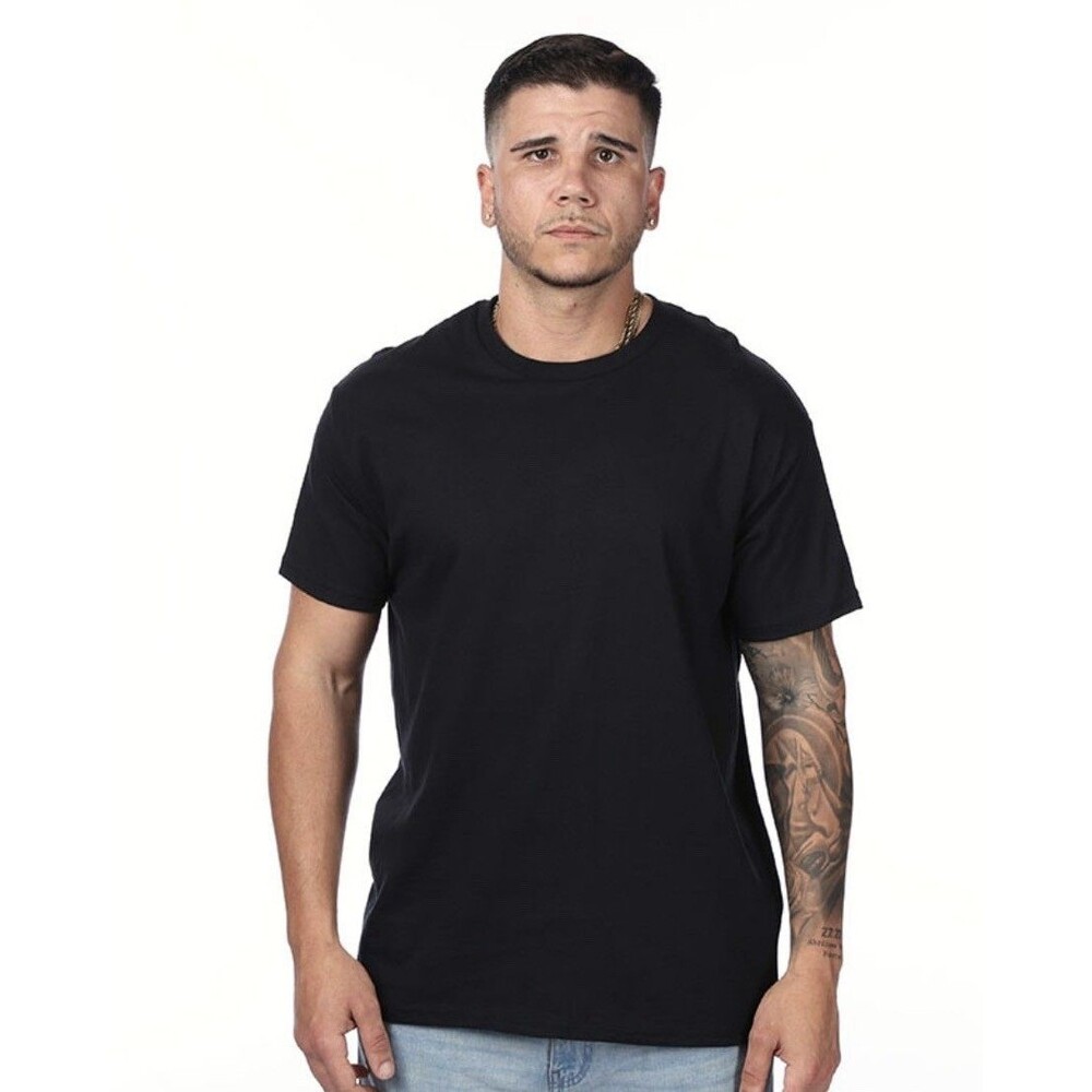Gildan Black Ultra Cotton Men's Short Sleeve T-Shirt Crew Neck Solid Size L